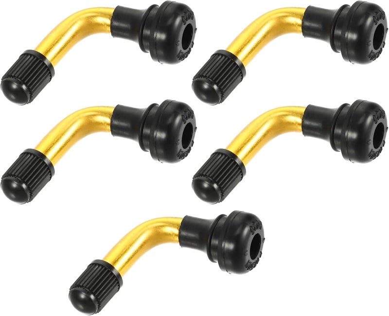 Partuto 5 Pcs Universal PVR50 Tubeless Tire Valve Stem - Cars RV Bicycles Motorcycles Trailers Tubeless Tire Valve - Stainless Steel Gold Tone - Image 1